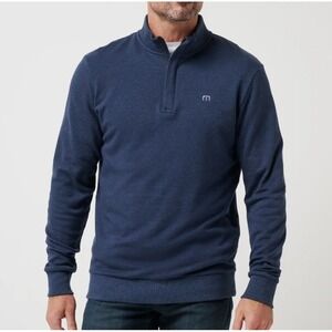 Travis Mathew Cloud Quarter Zip 2.0 Men XL Navy Blue Fleece Pullover Golf Sporty